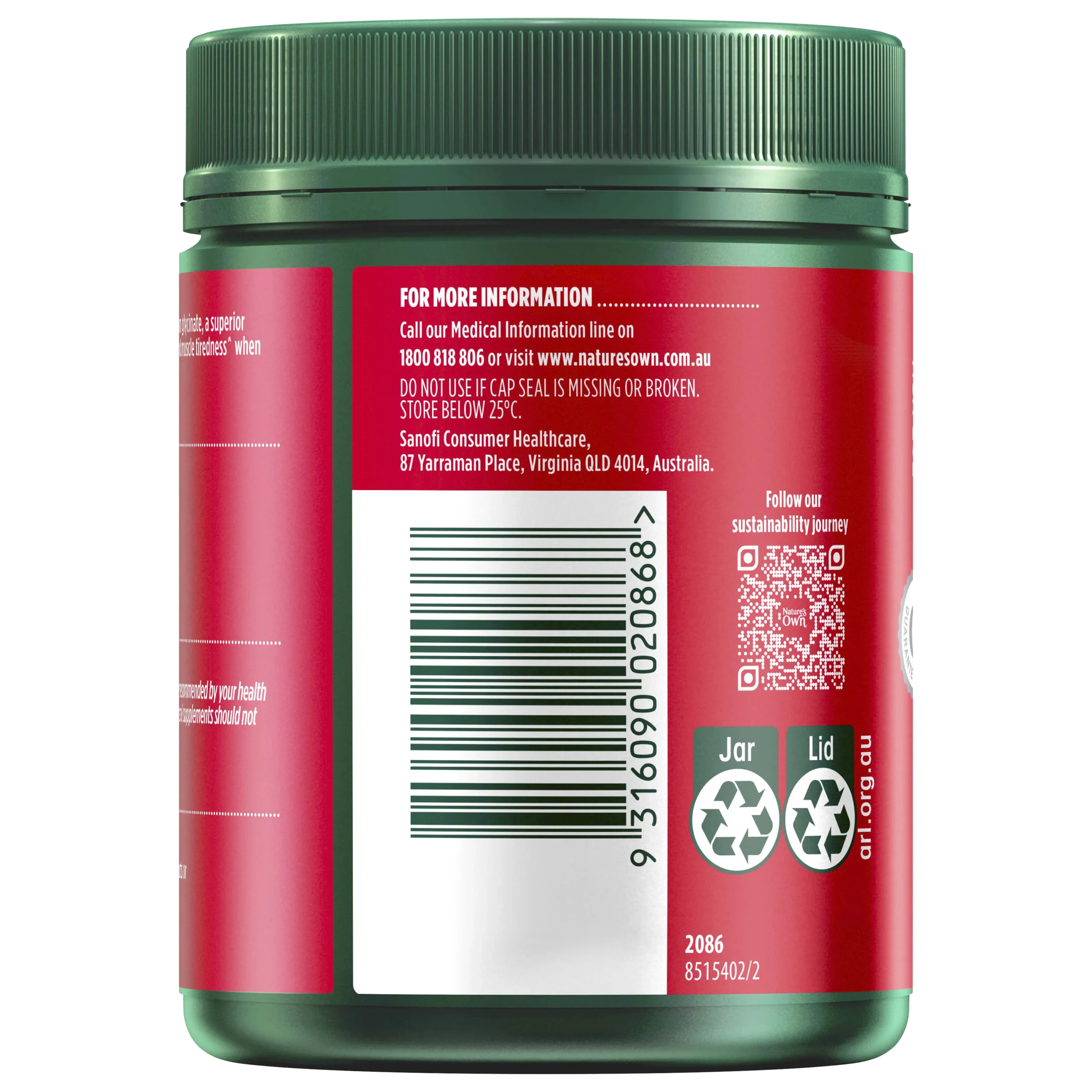 Magnesium Glycinate 1150mg 300 pack - Back